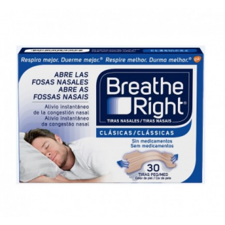 Breathe Right Clasic 30 Tiras Nasales Pequeñas